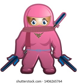 female pink ninja vector illustration