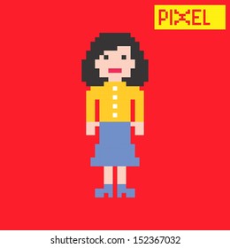 female pixel character