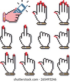 Female Pixel Hand Computer Cursors  Collection of well humored and unusual woman hand cursor icons. Very easy to change some elements and to customize colors. See other pixel icons in my portfolio.