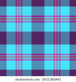 Female Plaid-Chirurgie, einheimische Textil-Vektortartan. Vivider Muster Texturhintergrund nahtlos in türkiser und violetter Farbe.