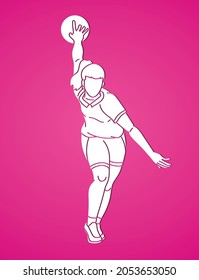 Female Player Bowling Sport Bowler Action Cartoon Graphic Vector