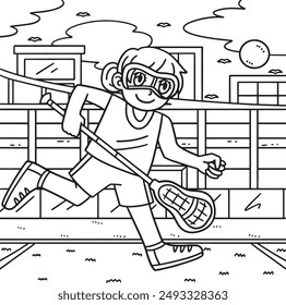 Female Player Chasing Lacrosse Ball Coloring Page