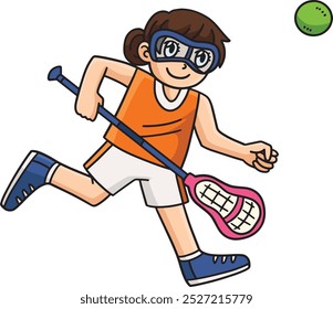 Jogadora Feminina Perseguindo Lacrosse Ball Clipart