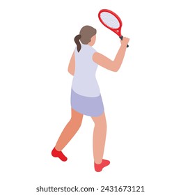 Female player icon isometric vector. Sport coach. Athlete game racket