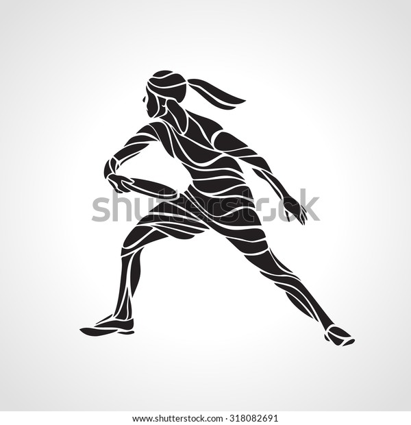 女の選手がアルティメット フリスビーを演じている フライングディスクプレーヤーの黒いシルエット ベクターラインアートイラスト のベクター画像素材 ロイヤリティフリー
