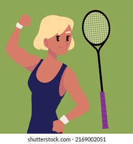 female player tennis with racket