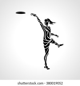 Female player is throwing flying disc