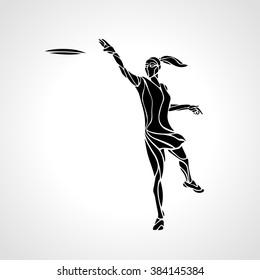 Female player is throwing flying disc