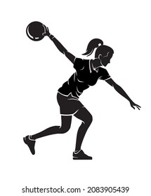 Female Playing Bowling, Sport Silhouette