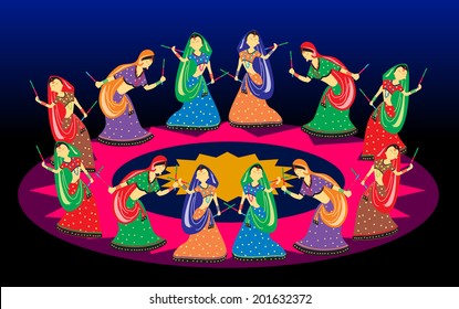 Female playing dandiya on Navratri (Garba dance)