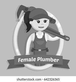 Female Plumber In Emblem Black And White Style