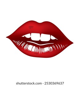 Female plump lips isolated on white background. Vector illustration.