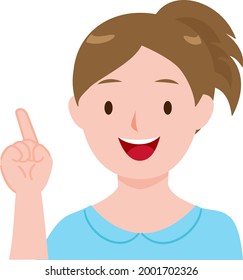 Female pointing, simple smile, refreshing illustration material