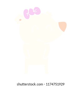 female polar bear flat color style cartoon