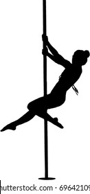Female pole dancer vector isolated on a on a TRANSPARENT background