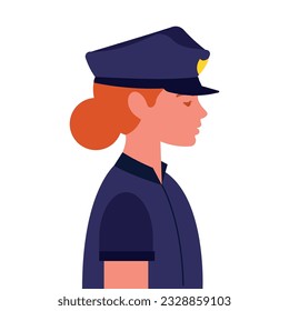 female police with blue uniform and hat .vector illustration