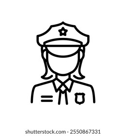 female police icon vector, line style icon