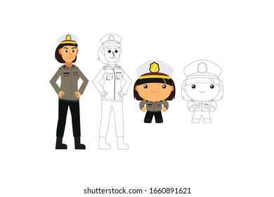 Female Police Occupation Vector Illustration Bundle