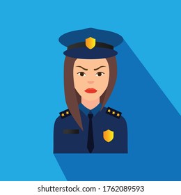 Female Police Officer Character Design Vector Flat Icon