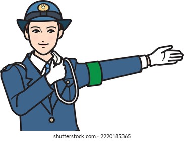 Female police officer directing traffic.