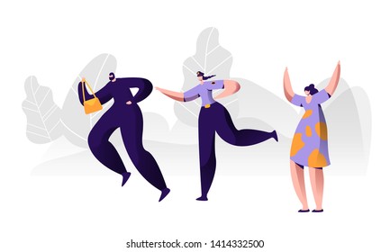 Female Police Officer at Work Catching Up Thief to Arrest Steal Bag from Victim Crying for Help. Policewoman on Duty, City Patrol Woman Constable Fight with Criminal. Cartoon Flat Vector Illustration