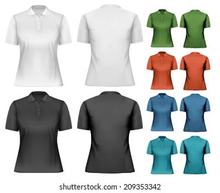 Female polo shirts. Design template. Vector.