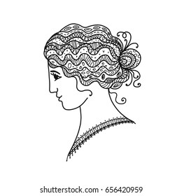 Female portrait, black silhouette for your design
