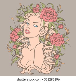 Female portrait with flower