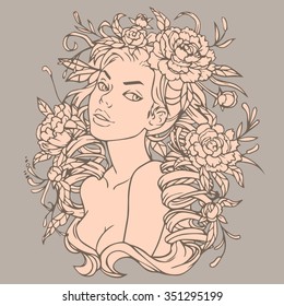 Female portrait with flower