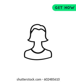 Female Portrait Vector Icon,  The shape of woman symbol. Simple, modern flat vector illustration for mobile app, website or desktop app 