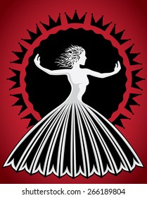 female posing figure decorative crowns background