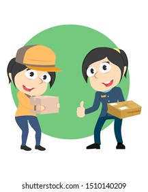 female postman and female post vector