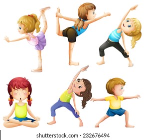 Female practicing poses of yoga