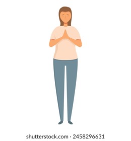 Female prayer with closed eyes icon cartoon vector. Love belief. God spiritual love