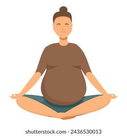 Female pregnant practice yoga icon cartoon vector. Relax meditation. Group health