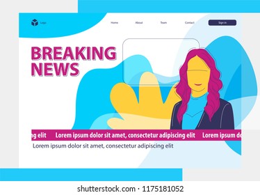 Female presenter of the news program.The main landing page of the website