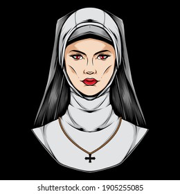 Female Priest Vector Logo Illustration