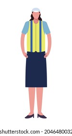 female production worker standing character