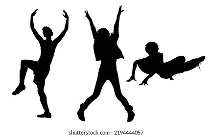 Female Professional Dancer silhouette with various expressions set of 03 vector illustration
