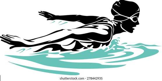 Female Professional Swimmer doing butterfly stroke