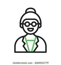 Frauenprofessor Symbol Vektorbild. Kann auch für körperliche Fitness eingesetzt werden. Geeignet für mobile Apps, Web-Apps und Printmedien.