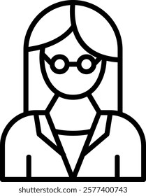 Female Professor Line Vector Icon Design