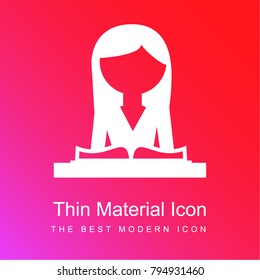 Female professor reading a book red and pink gradient material white icon minimal design