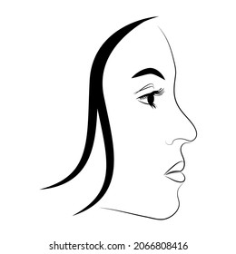 Female profile with abstract Waves.Vector logo template. Isolated icons.
