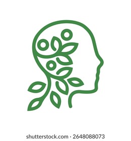 Perfil femenino con ramas y hojas en Vector.
