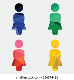 female profile icon Abstract Triangle Geometrical background 