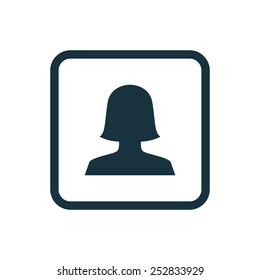female profile icon Rounded squares button, on white background 