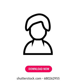 Female profile vector icon, The outlined symbol of woman's profile. Simple, modern flat vector illustration for mobile app, website or desktop app  