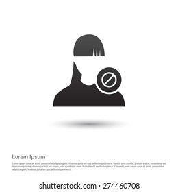 Female prohibited User. Block user Icon, pictogram icon on gray background.