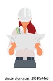 Gerente de proyecto leyendo el proyecto de documento. Ilustración plana simple
